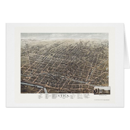 Utica, NY Panoramic Map - 1873 Cards (Front Horizontal)