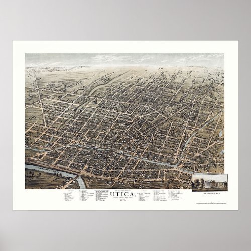 Utica NY Panoramic Map _ 1873 Poster