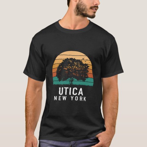 Utica Vintage Sunset New York Souvenir T_Shirt