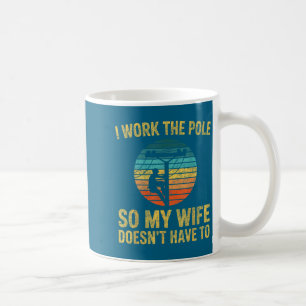 Utility Lineman Retro Sunset, I Work The Le Funny Coffee Mug
