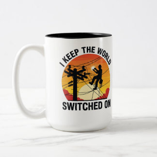 Utility Worker Gift Switched On Electrical Lineman Two-Tone Coffee Mug