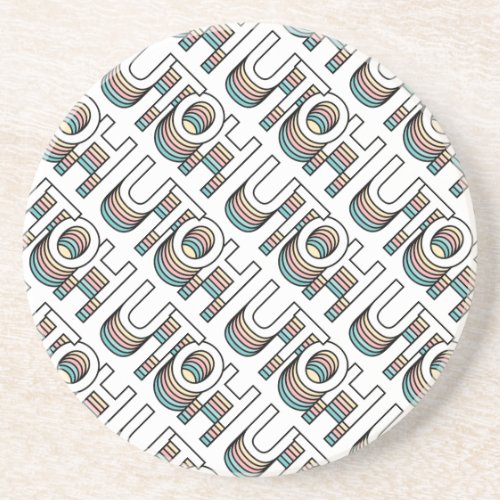 UTOH Pastel Retro Aesthetic Modern Mood Typography Coaster