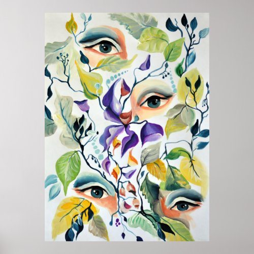 Utopian Psychedelic Surreal Eyes Design Poster