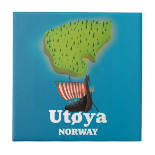 Utøya Norway travel poster Ceramic Tile