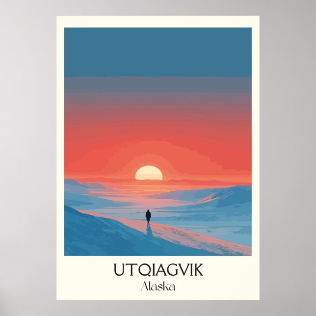 Utqiagvik Alaska Arctic Sunset Landscape Poster (Front)