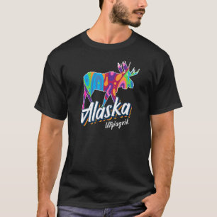 Utqiagvik Alaska Usa Colorful Moose Art Vacation S T-Shirt