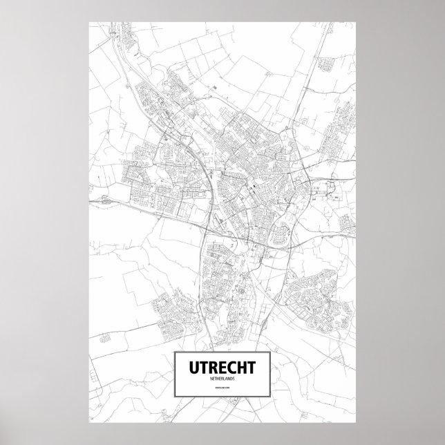 Utrecht, Netherlands (black on white) Poster (Front)