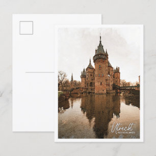 Utrecht Netherlands Color Pencil City Landscape Postcard