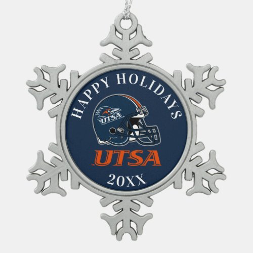 UTSA Football Helmet Snowflake Pewter Christmas Ornament