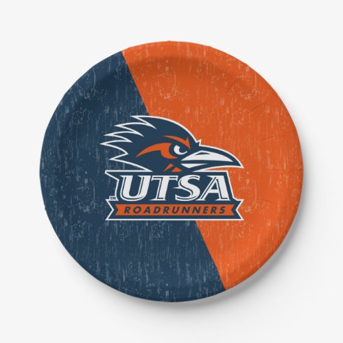 UTSA Logo Color Block Distressed Paper Plates
