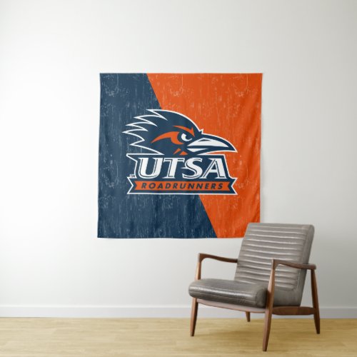 UTSA Logo Color Block Distressed Tapestry
