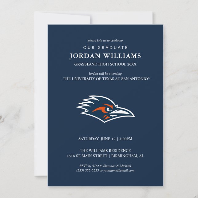 UTSA Roadrunners Logo Graduation Announcement (Front)