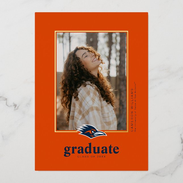 UTSA Roadrunners Logo Graduation Foil Invitation (Front)