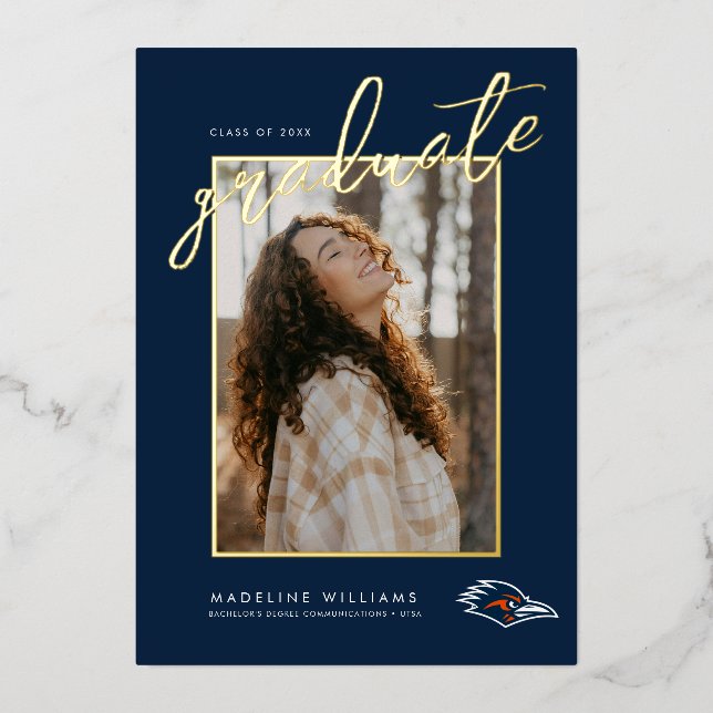 UTSA Roadrunners Logo Graduation Foil Invitation (Front)