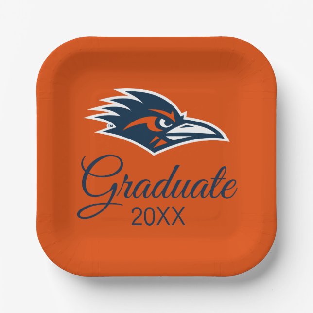 UTSA Roadrunners Logo Graduation Paper Plates (Front)