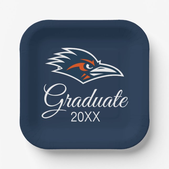 UTSA Roadrunners Logo Graduation Paper Plates (Front)