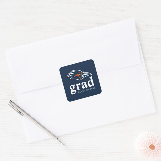 UTSA Roadrunners Logo Graduation Square Sticker (Envelope)