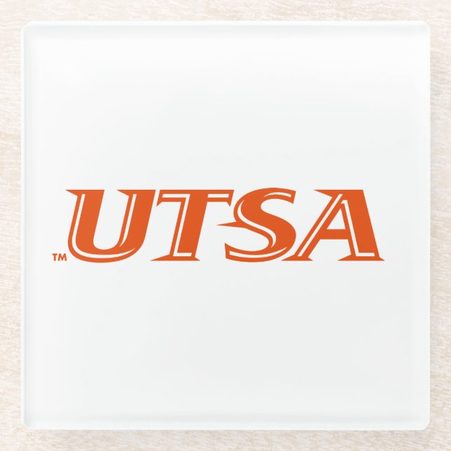 UTSA Wordmark Logo Glass Coaster (Front)