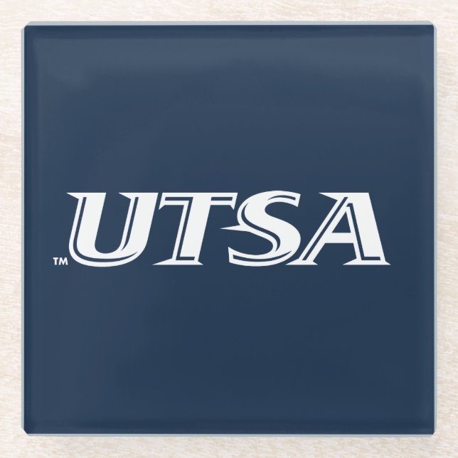 UTSA Wordmark Logo Glass Coaster (Front)