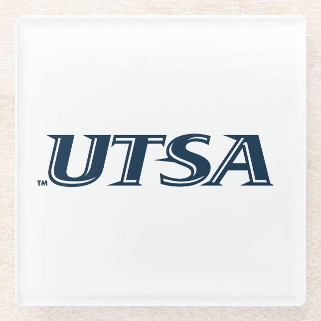 UTSA Wordmark Logo Glass Coaster (Front)
