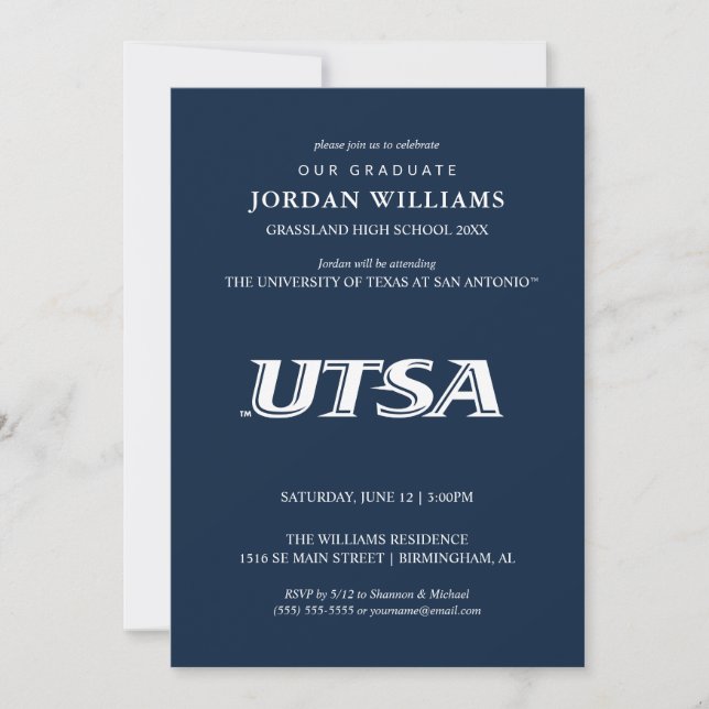 UTSA Wordmark Logo Graduation Announcement (Front)