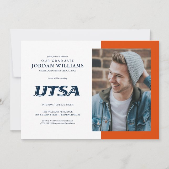 UTSA Wordmark Logo Graduation Announcement (Front)