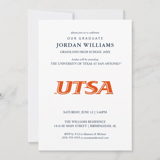 UTSA Wordmark Logo Graduation Announcement (Front)