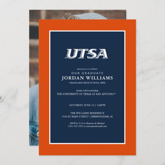 UTSA Wordmark Logo Graduation Announcement (Front/Back)