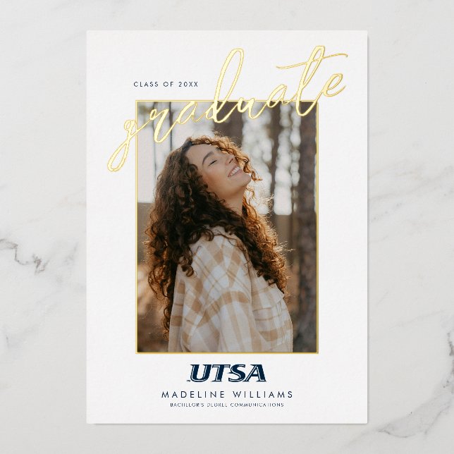 UTSA Wordmark Logo Graduation Foil Invitation (Front)