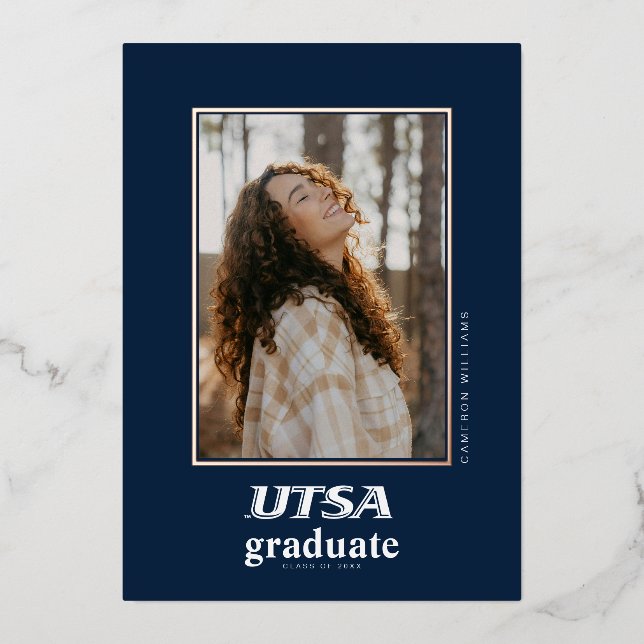 UTSA Wordmark Logo Graduation Foil Invitation (Front)