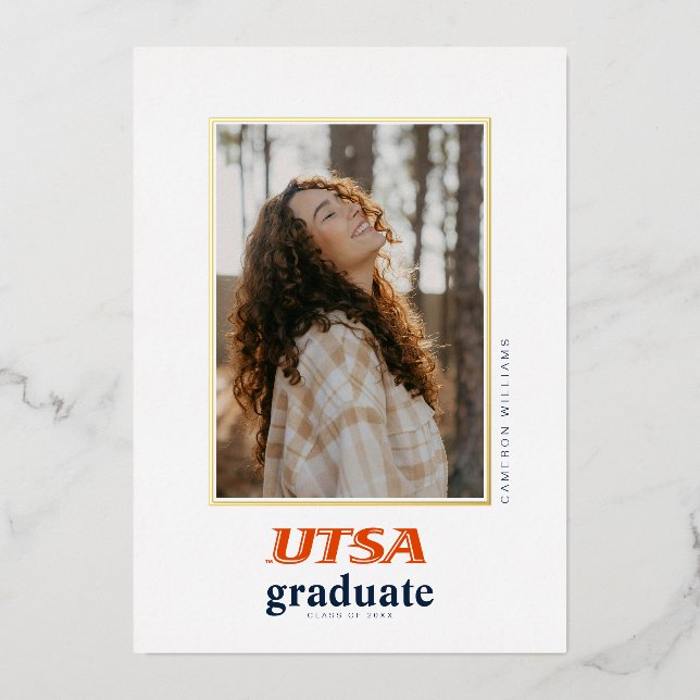 UTSA Wordmark Logo Graduation Foil Invitation (Front)