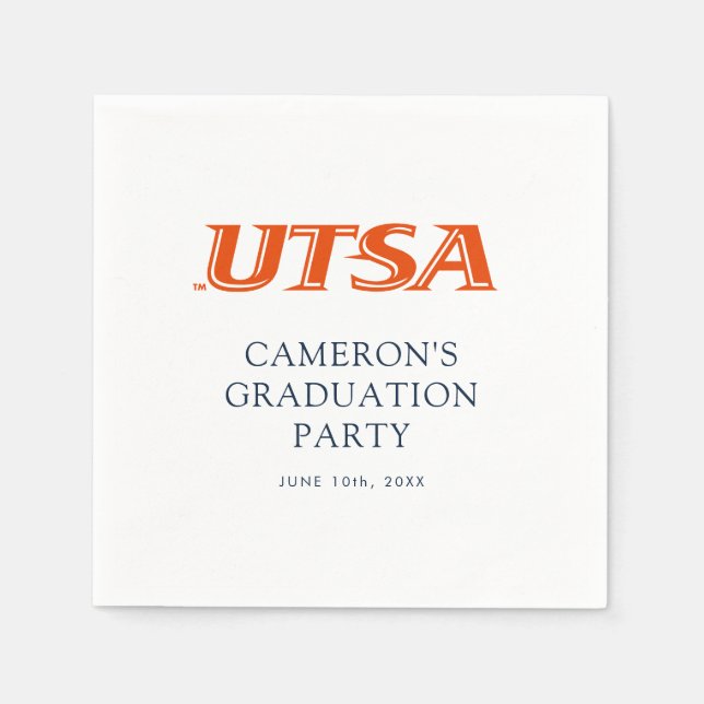 UTSA Wordmark Logo Graduation Napkins (Front)