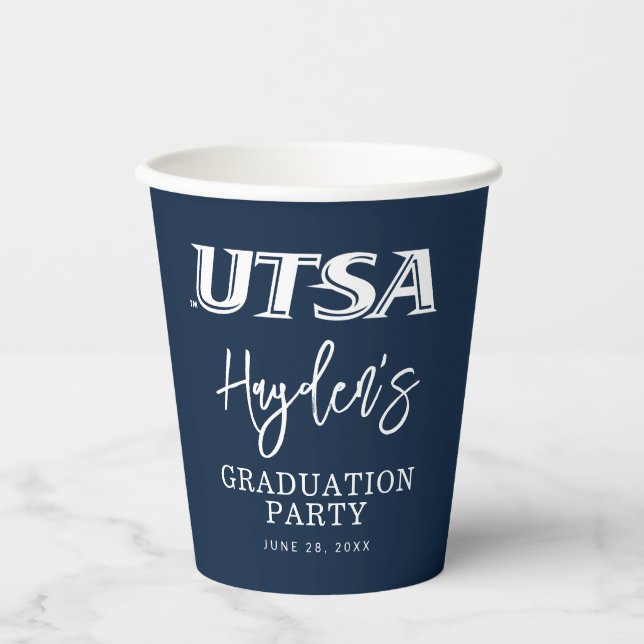 UTSA Wordmark Logo Graduation Paper Cups (Front)
