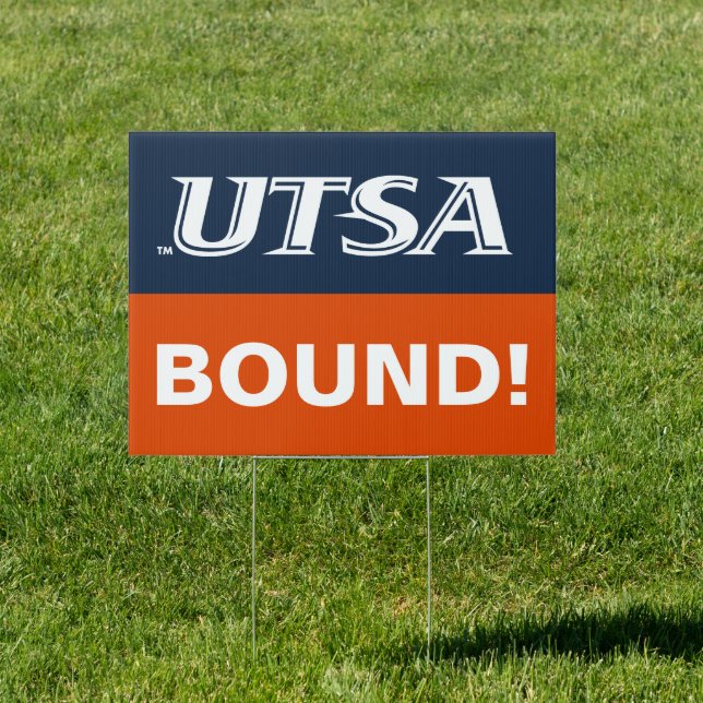 UTSA Wordmark Logo Graduation Sign (Insitu)