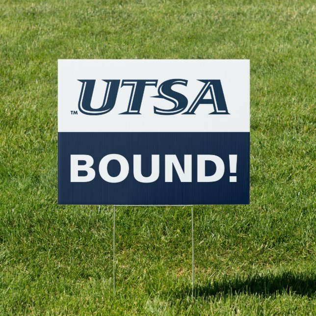 UTSA Wordmark Logo Graduation Sign (Insitu)
