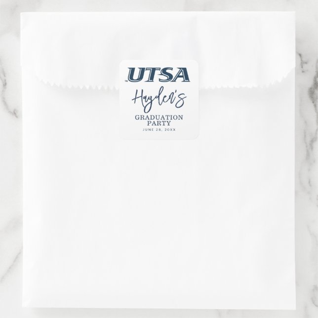 UTSA Wordmark Logo Graduation Square Sticker (Bag)
