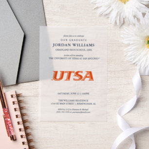 UTSA Wordmark Logo Graduation Vellum Invitations