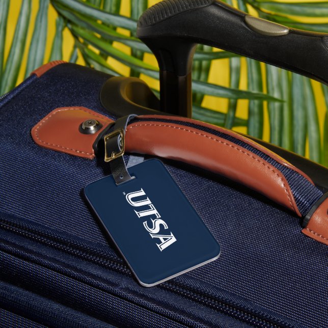 UTSA Wordmark Logo Luggage Tag (Front Insitu 1)