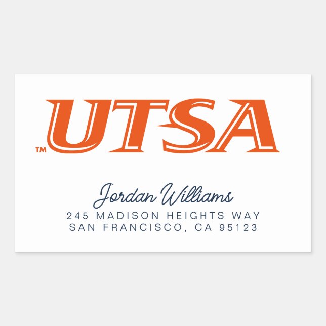UTSA Wordmark Logo Rectangular Sticker (Front)