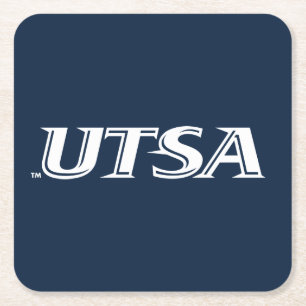UTSA Wordmark Logo Square Paper Coaster