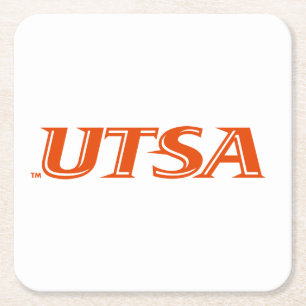 UTSA Wordmark Logo Square Paper Coaster