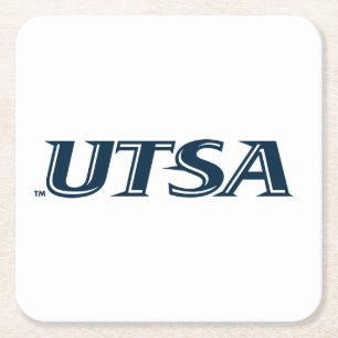 UTSA Wordmark Logo Square Paper Coaster