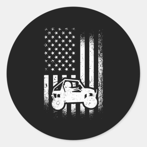 Utv Driver American Flag Utv Sxs Side_By_Side Classic Round Sticker