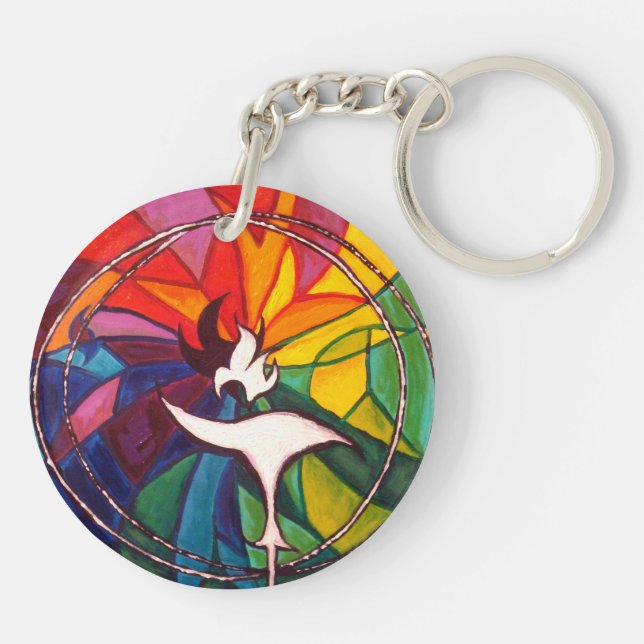UU Chalice Round KeyChain Unitarian Universalist (Back)