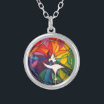 UU Chalice Silver Plated Unitarian Universalist Necklace<br><div class="desc">Featuring original rainbow stain-glass UU Chalice art! Go in peace,  Believe in peace,  Create peace! A great gift for the Unitarian Universalist in your life.</div>