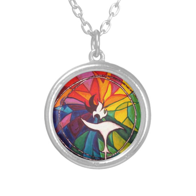 UU Chalice Silver Plated Unitarian Universalist Necklace (Front)