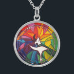 UU Chalice Silver Round Unitarian Universalist Sterling Silver Necklace<br><div class="desc">Featuring original rainbow stain-glass UU Chalice art! Go in peace,  Believe in peace,  Create peace! A great gift for the Unitarian Universalist in your life.</div>