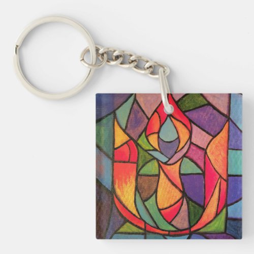 UU Flaming Chalice Art Keychain Unitarian