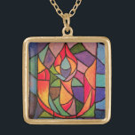 UU Flaming Chalice Art Necklace<br><div class="desc">Featuring original multi-color stain-glass UU Chalice art! Go in peace,  Believe in peace,  Create peace! A great gift for the Unitarian Universalist in your life.</div>