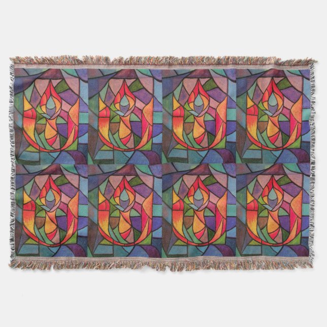 UU Flaming Chalice Original Artwork Throw Blanket (Front)
